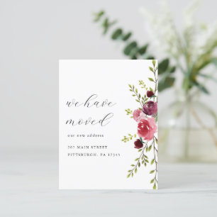 Rosa Vattenfärgens Blommigt Förändring av Adress F Vykort
