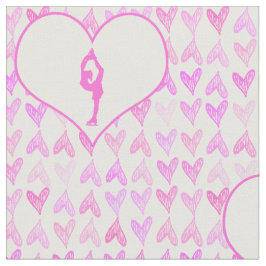 Rosa vattenfärghjärtor för konståkare tyg