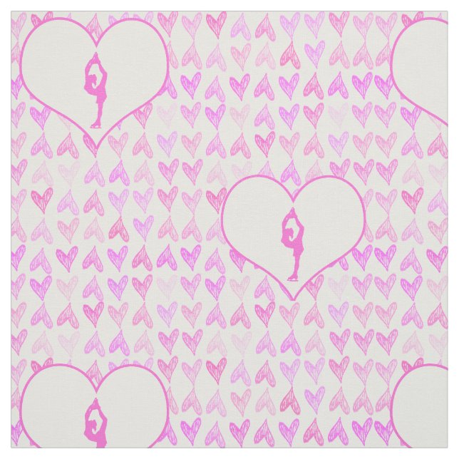 Rosa vattenfärghjärtor för konståkare tyg (Provkarta)