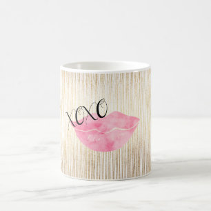 Rosa vattenfärgläppar för XOXO Kaffemugg