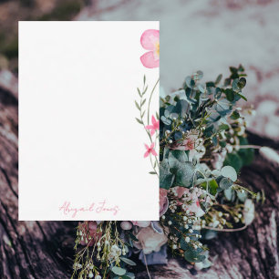 Rosa Vattenfärgning Blommigt Personlig II Tack Kort