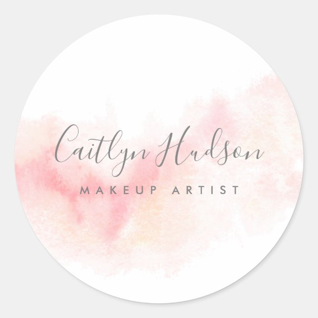  Rosa Vattenfärgning Feminin  Runt Klistermärke (Framsida)