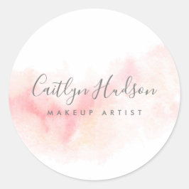  Rosa Vattenfärgning Feminin  Runt Klistermärke