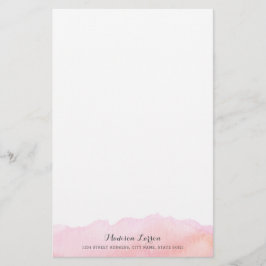 Rosa vattenfärgpersonligbrevpapper brevpapper