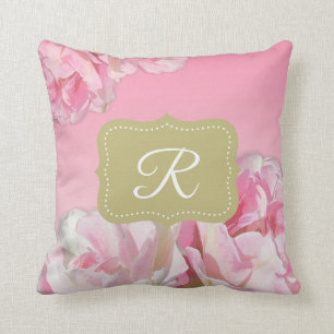 Rosa vattenfärgpioner kudde