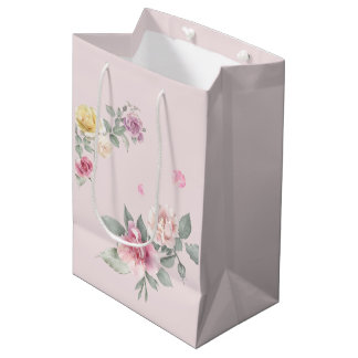 Rosa Vattenfärgros Blommig Presentpåse