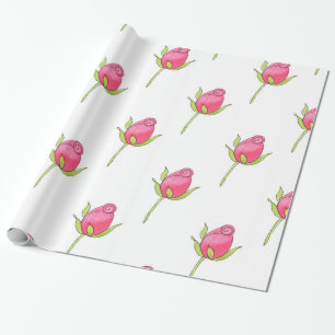Rosa vattenfärgrosenknoppmönster presentpapper
