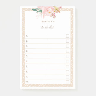  Rosa Vattenfärgsanvändare numrerade att göra list Post-it Block