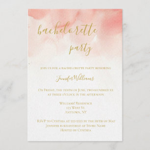 Rosa vattenfärgsbachelorette-partiinbjudningar inbjudningar