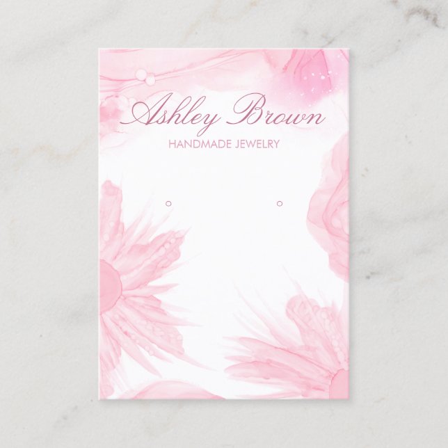 Rosa Vattenfärgsblomma Blommjud Visning vid avläsn Visitkort (Framsida)