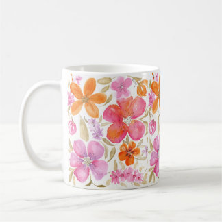 Rosa Vattenfärgsblomma Kaffemugg