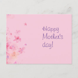 Rosa vattenfärgsblomma mors dag vykort