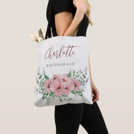 rosa vattenfärgsblommigt Bridesmaid toto Tygkasse