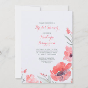 Rosa VattenfärgsBlommigtar Cute-Möhippa Inbjudningar