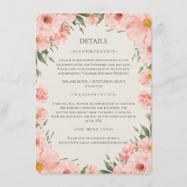 Rosa Vattenfärgsblommor Bröllop Detaljhölje C Tilläggskort