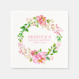 Rosa Vattenfärgsblommor Möhippa Anpassningsbar Pap Pappersservett