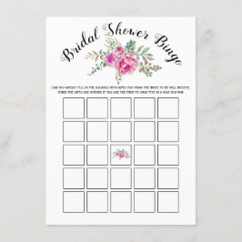 Rosa vattenfärgsblommor möhippa bingo-jaktkort tilläggskort