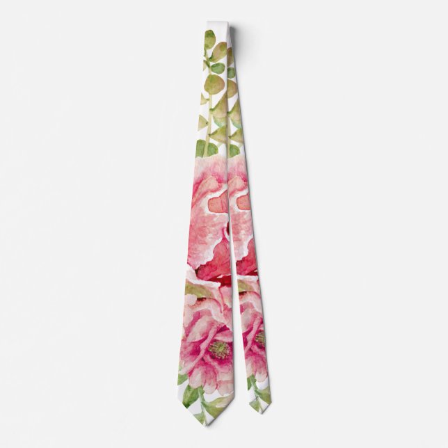 Rosa vattenfärgsblommor, sukulära slips (Framsida)