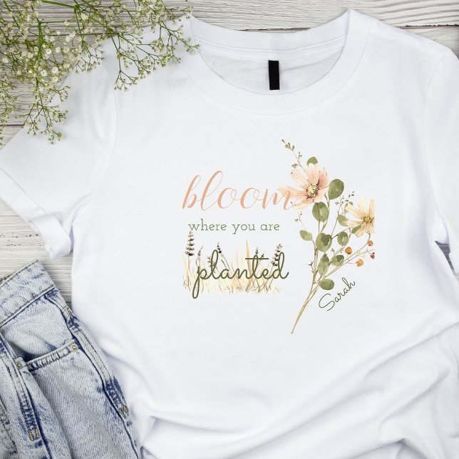  Rosa VattenfärgsBloom där du är planerad T Shirt (Skapare uppladdad)