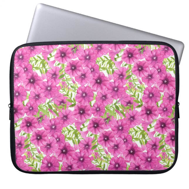 Rosa vattenfärgsblunia, mönster laptop sleeve (Framsidan)