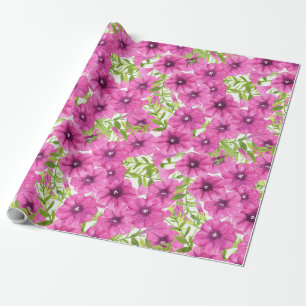 Rosa vattenfärgsblunia, mönster presentpapper