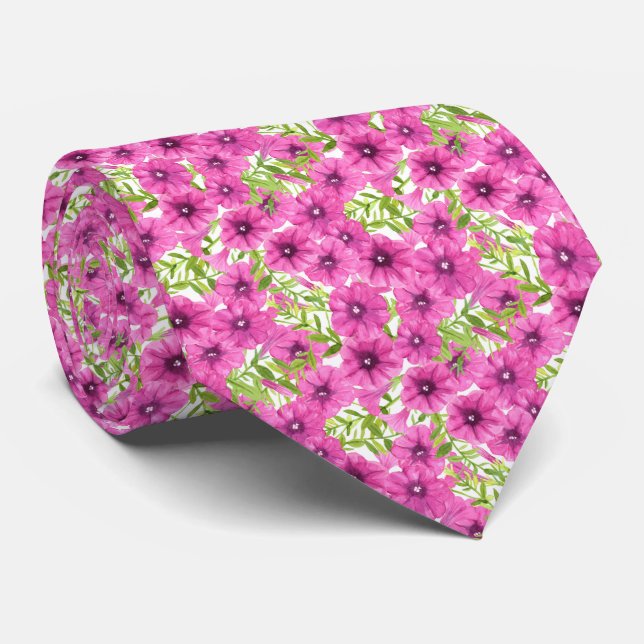 Rosa vattenfärgsblunia, mönster slips (Rullad)