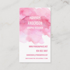 Rosa vattenfärgsenkelt Affärskort Visitkort