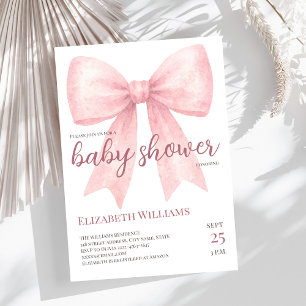 Rosa Vattenfärgsfack för babykläder, minimalistisk Inbjudningar