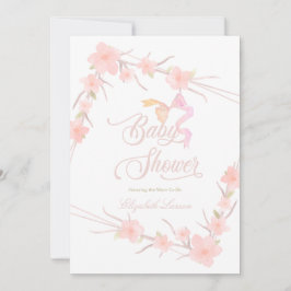 Rosa Vattenfärgsfärgad Blommigt Elegant Babykläder Inbjudningar