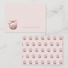 Rosa Vattenfärgsfärgad Blommigt jul Ornament Anteckningskort