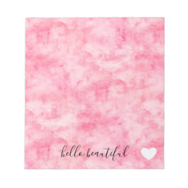 Rosa Vattenfärgsfärgad Hej Vackert hjärta Anteckningsblock