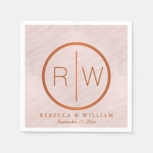  Rosa Vattenfärgsförsörjning i Monogram Bröllop Pappersservett