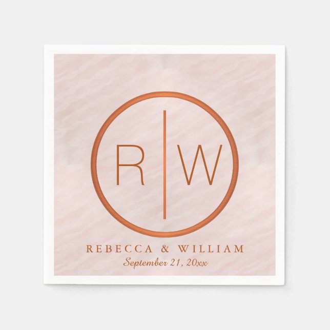  Rosa Vattenfärgsförsörjning i Monogram Bröllop Pappersservett (Framsidan)