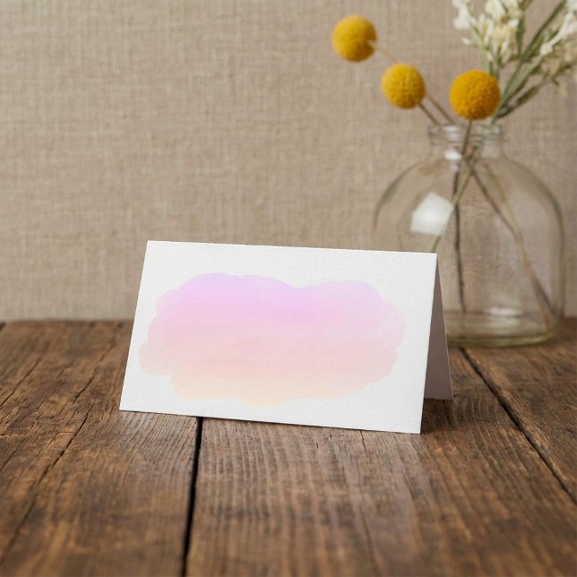 Rosa vattenfärgsgäst namn-platskort placeringskort (Pink watercolor guest name place card)