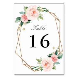 rosa vattenfärgsgeometrisk bröllop bordsnummer