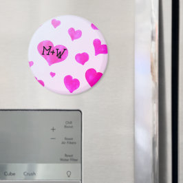 Rosa vattenfärgshjärtan Anpassningsbar Ett par nam Magnet