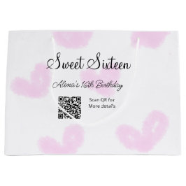 Rosa vattenfärgshjärtan QR-Sweet sixteen-födelseda