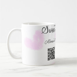Rosa vattenfärgshjärtan QR-Sweet sixteen-födelseda Kaffemugg