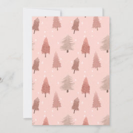 Rosa vattenfärgsillustration julgran julkort