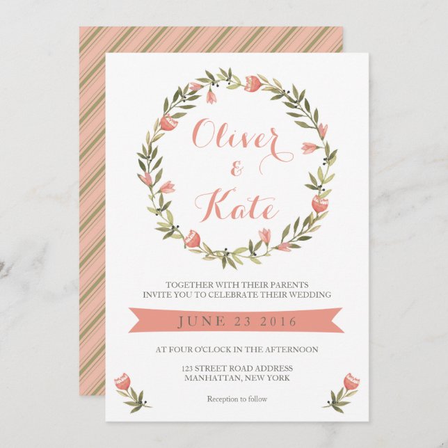 Rosa Vattenfärgsinbjudan till Blommigt för andning Inbjudningar (Fram/baksida)