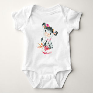 Rosa Vattenfärgsliten lilla kon T Shirt
