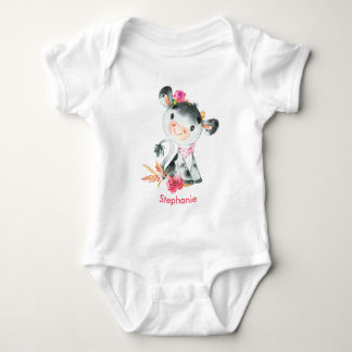 Rosa Vattenfärgsliten lilla kon T Shirt