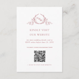 Rosa Vattenfärgsmonogram QR-kod/OSA-Online Tilläggskort