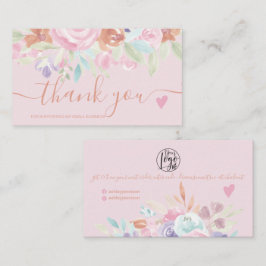 Rosa vattenfärgsordning för mjuk pastellblommigt t visitkort