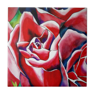 Rosa vattenfärgsoriginalteckning ro kakelplatta