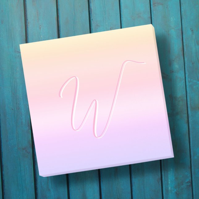 Rosa vattenfärgspastelltypografi chic monogram post-it block (Skapare uppladdad)