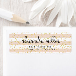  Rosa Vattenfärgsprickar i Rand Guld,, oljefält Returadress Etikett