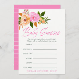 Rosa vattenfärgssnäckor Baby Predications-spel Inbjudningar