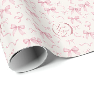 Rosa vattenfärgssnö bågar Anpassad logotyp Presentpapper