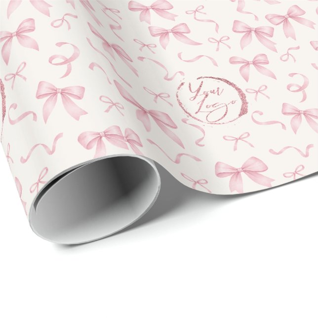 Rosa vattenfärgssnö bågar Anpassad logotyp Presentpapper (Rullad Hörn)